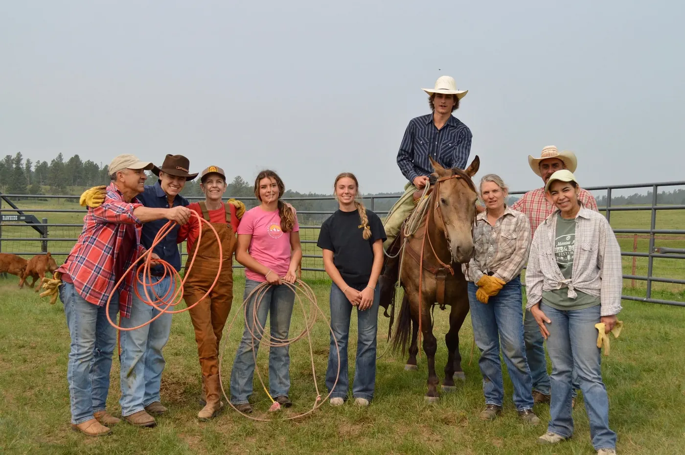 Wood Ranch family and branding crew at work in South Dakota